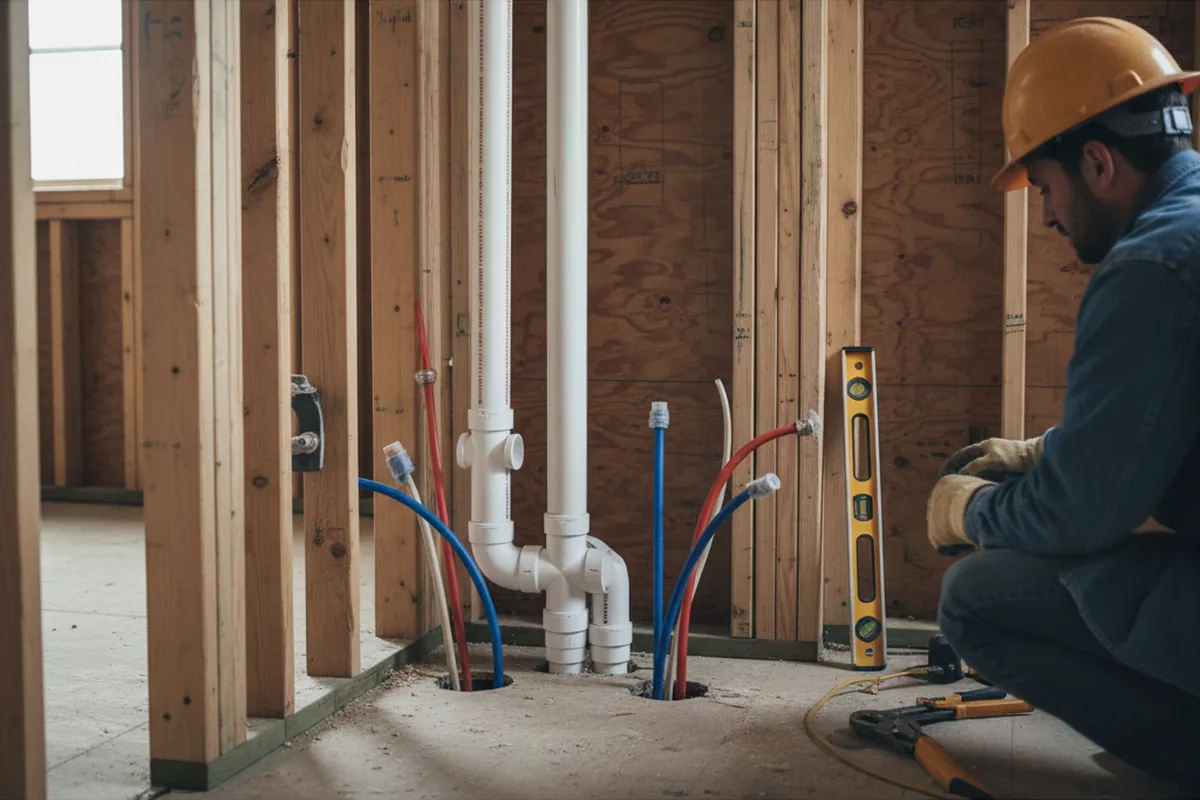 Drain and supply rough-in during Leak Detection in Fishers
