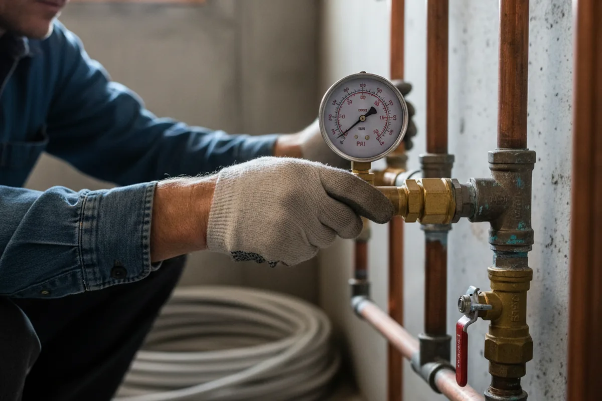 Pressure testing a repaired line during Water Line Repair in Fishers